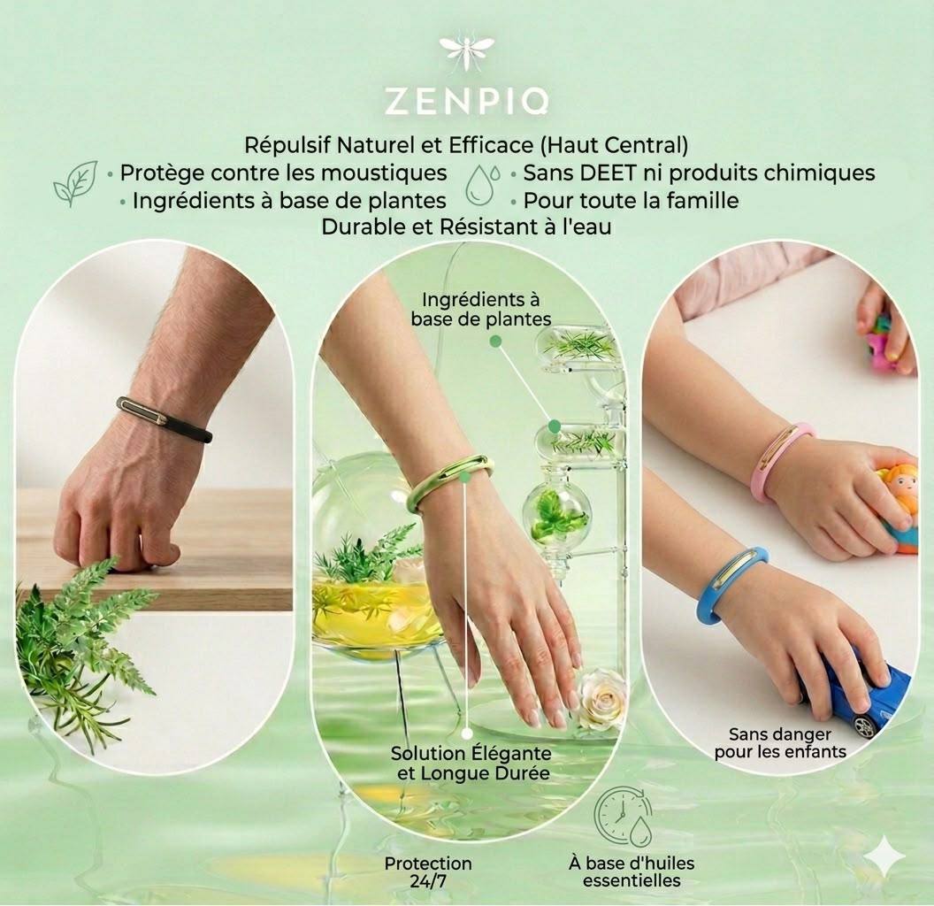 Bracelet Anti-Moustiques Portable aux Huiles Végétales